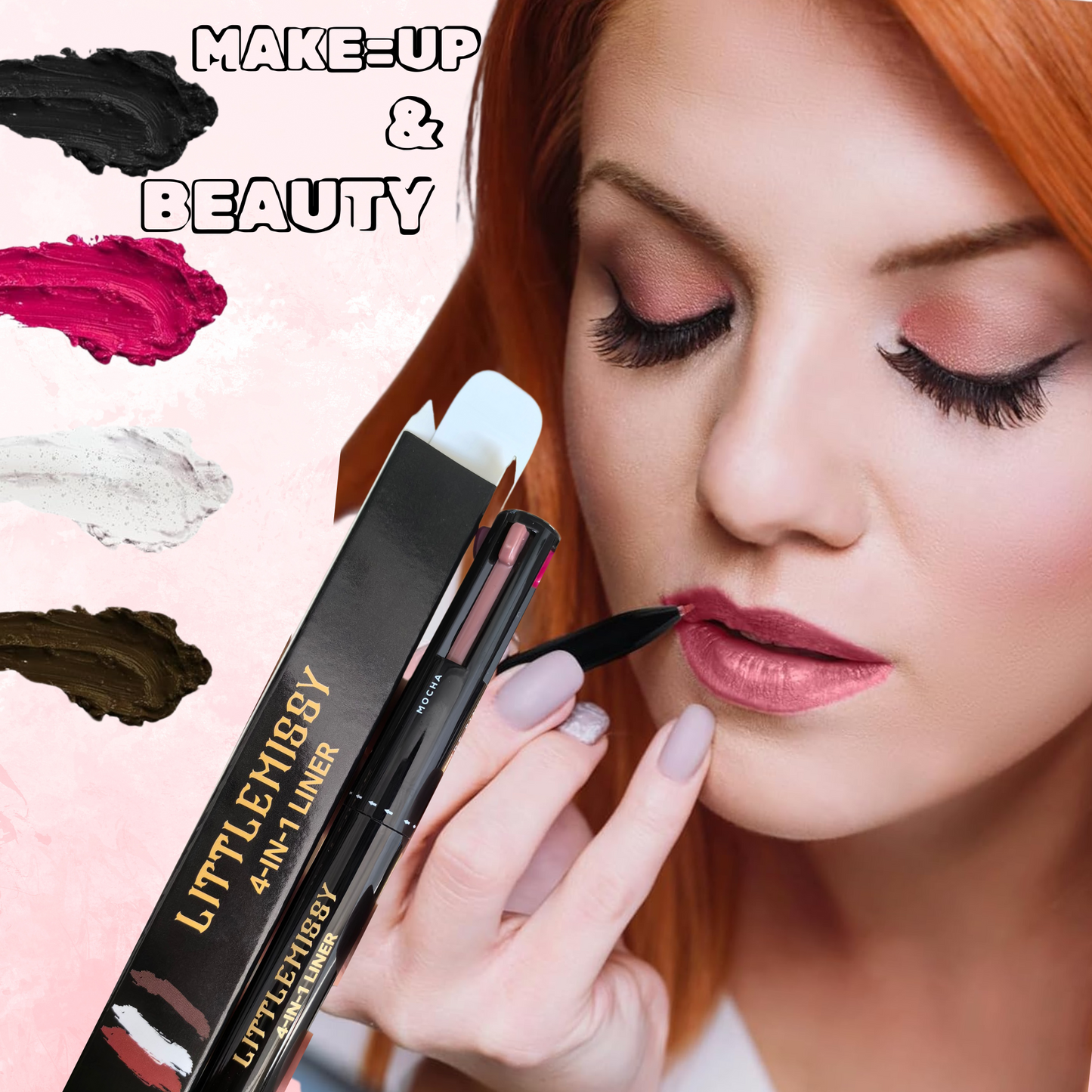 4-in-1 Waterproof Makeup Liner: High-Pigment, Retractable, Smudge-Proof & Smooth Color