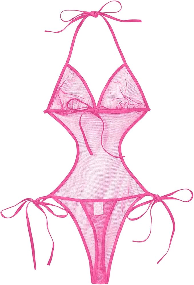 Sheer One Piece Thong Swimsuit