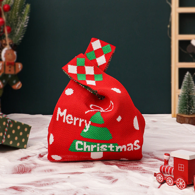 Christmas Apple Gift Bag Knitted Fabric Holiday Packaging