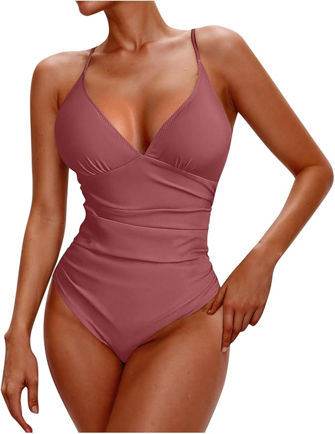 Women's Ruched Tummy Control One Piece Swimsuits