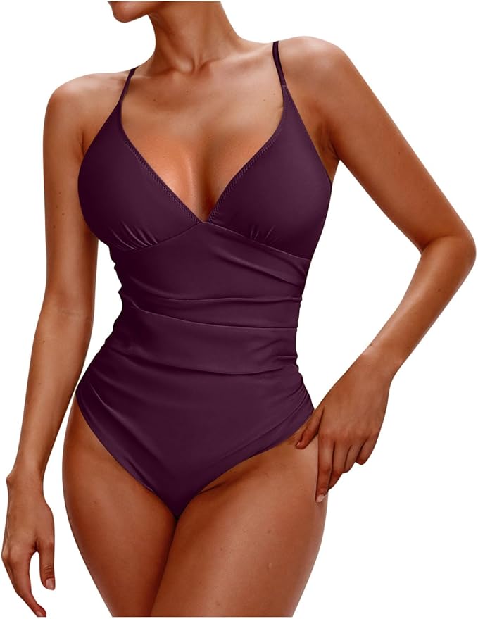 Women's Ruched Tummy Control One Piece Swimsuits