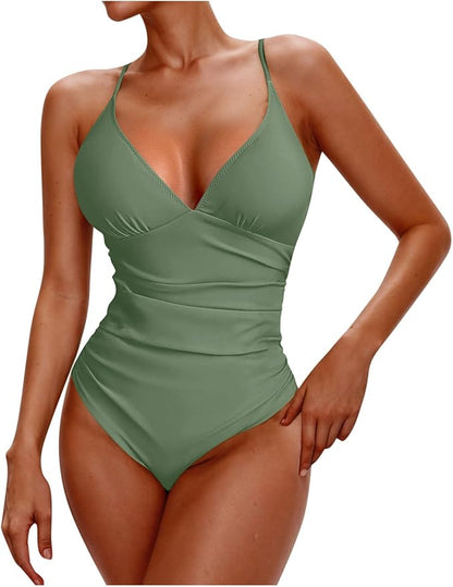 Women's Ruched Tummy Control One Piece Swimsuits