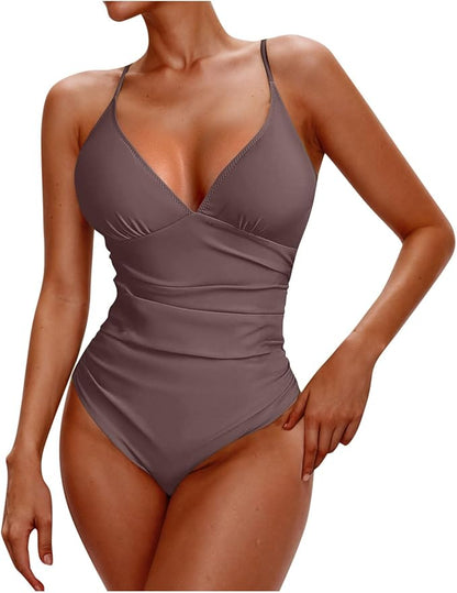 Women's Ruched Tummy Control One Piece Swimsuits