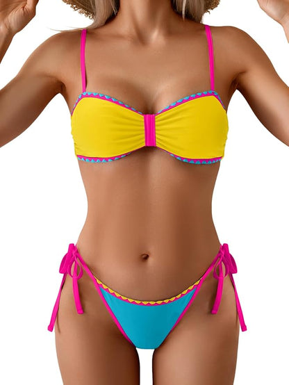 Women's Color Block Bikini Set