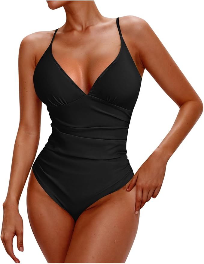 Women's Ruched Tummy Control One Piece Swimsuits
