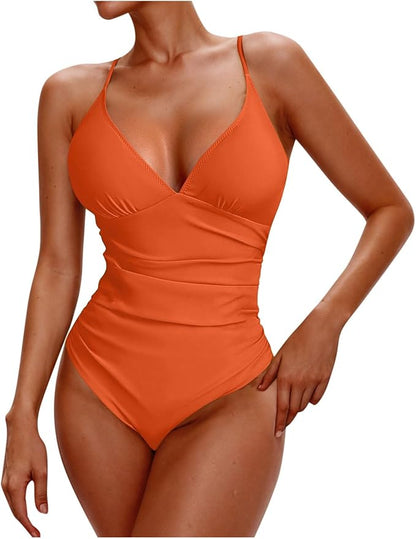 Women's Ruched Tummy Control One Piece Swimsuits