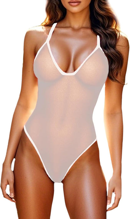 Sheer One Piece Thong Swimsuit