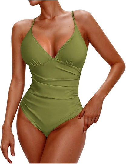 Women's Ruched Tummy Control One Piece Swimsuits
