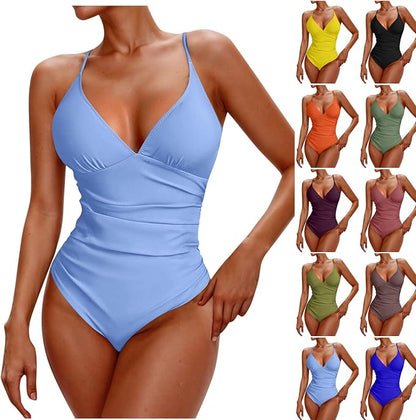 Women's Ruched Tummy Control One Piece Swimsuits