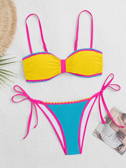 Women's Color Block Bikini Set