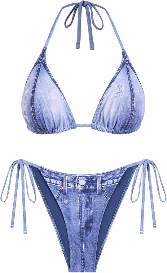 Women's Denim Print Bikini Sets