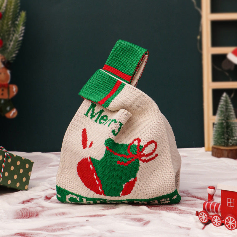 Christmas Apple Gift Bag Knitted Fabric Holiday Packaging