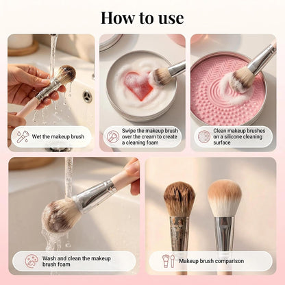 Beauty Solid Brush Soap with Cleaning Pad