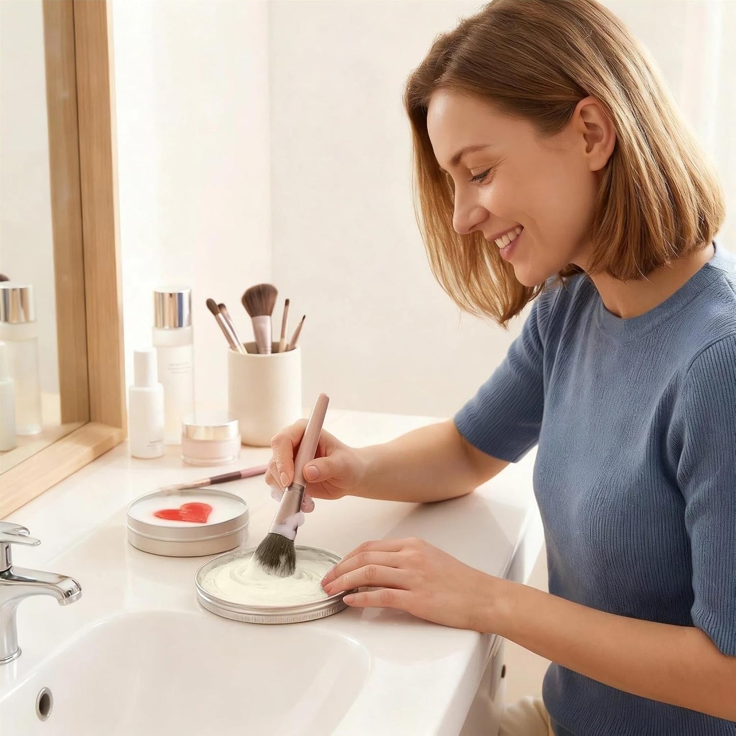 Beauty Solid Brush Soap with Cleaning Pad