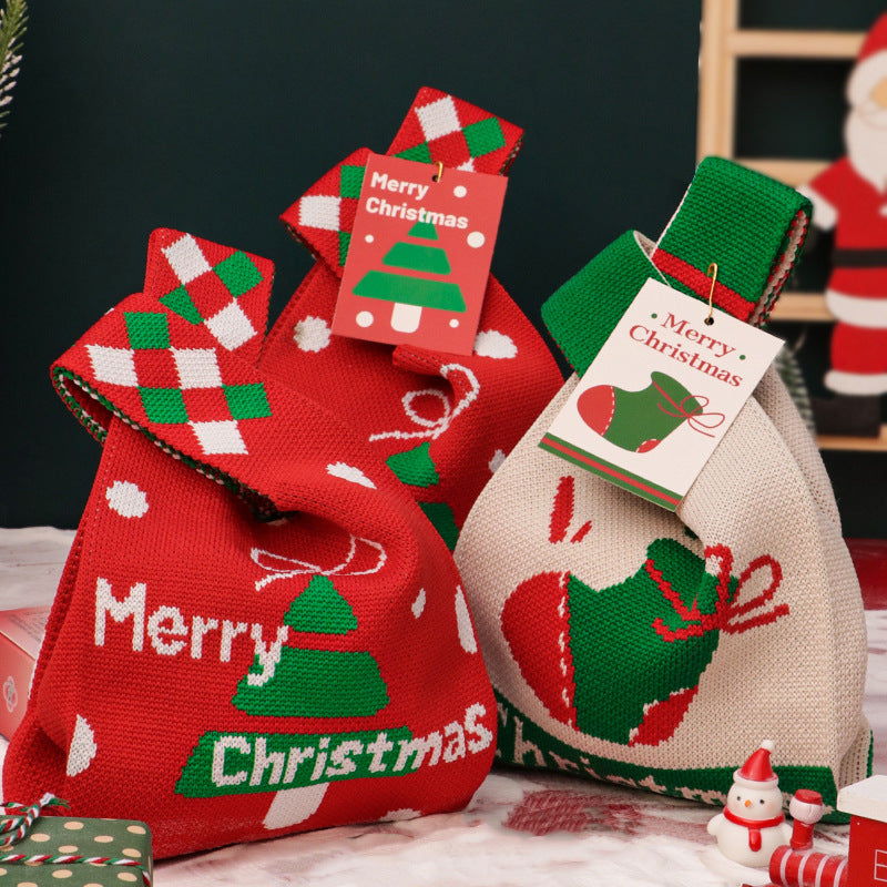 Christmas Apple Gift Bag Knitted Fabric Holiday Packaging