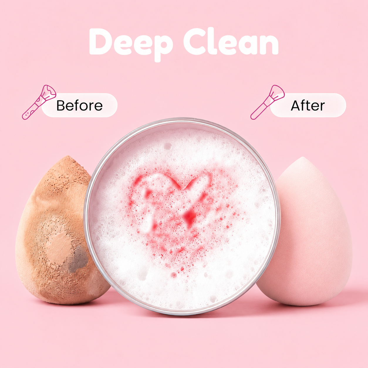 Beauty Solid Brush Soap with Cleaning Pad