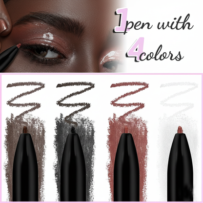 4-in-1 Waterproof Makeup Liner: High-Pigment, Retractable, Smudge-Proof & Smooth Color