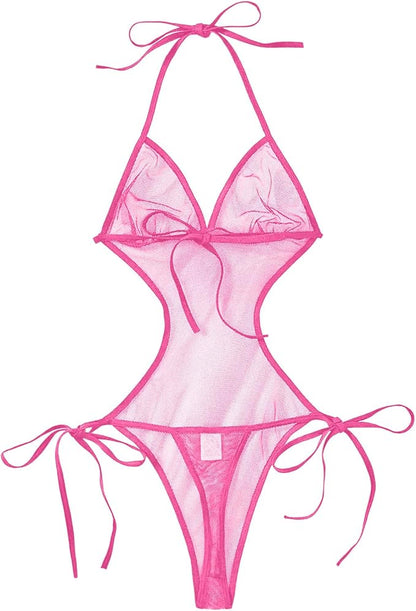Sheer One Piece Thong Swimsuit
